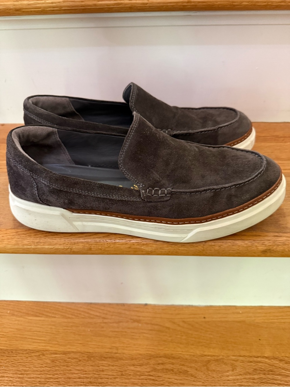 Allen Edmonds Burke Suede Loafers Mens 10.5 3E Gray Slip On Shoes